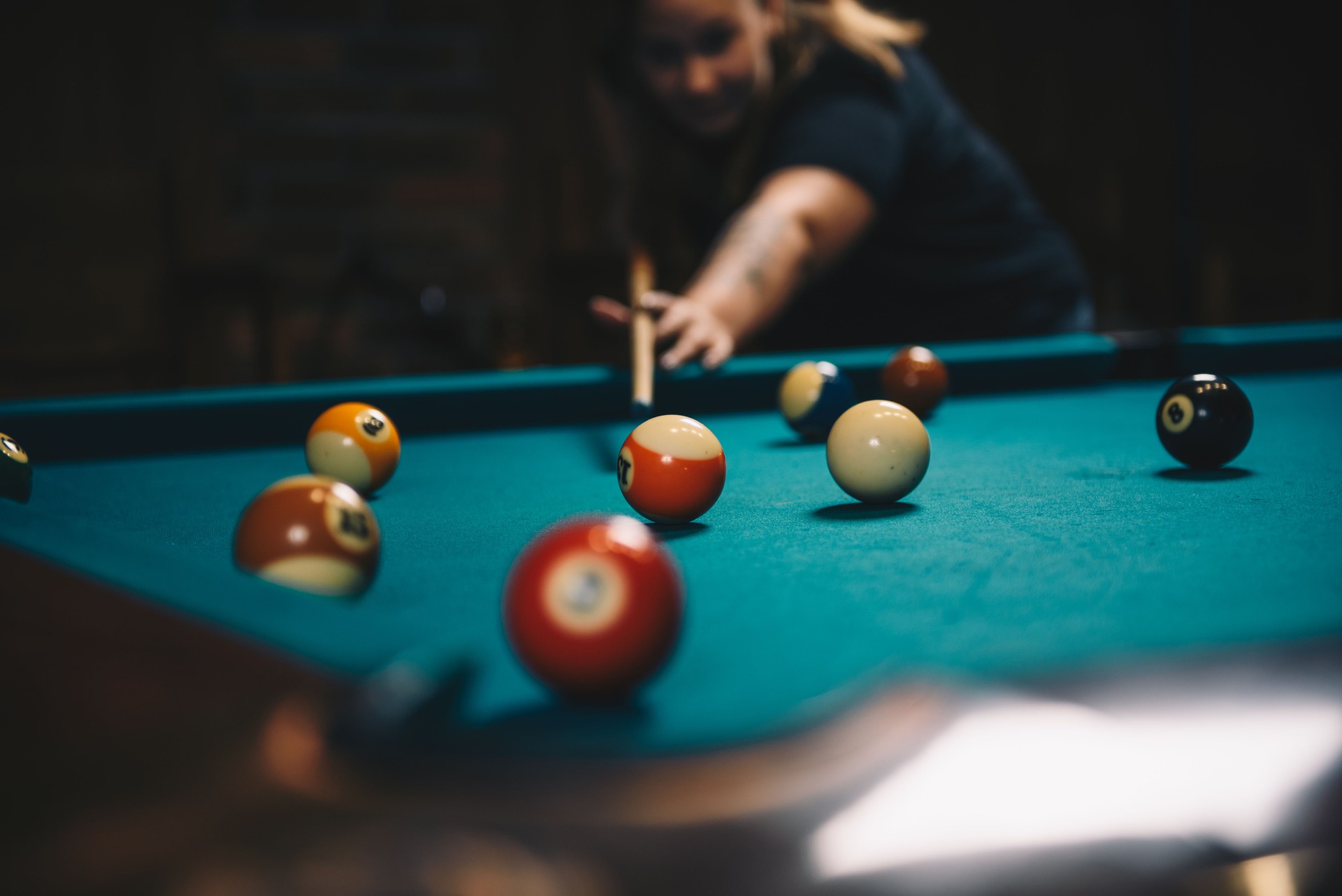 Couple playing pool